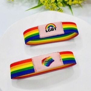 Hand Crafted Ribbon bracelet LGBT Pride Multicolored Rainbow Design Set of 3